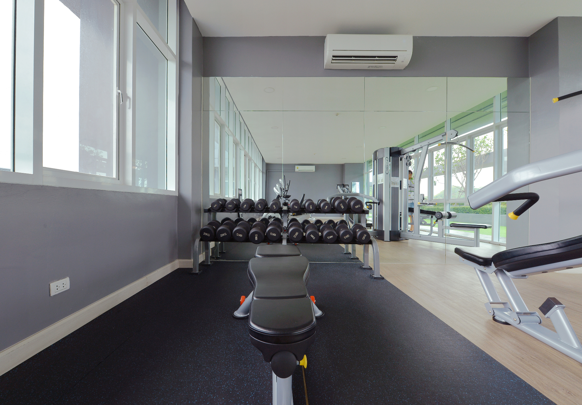 Air conditioning in a gyms and garden rooms