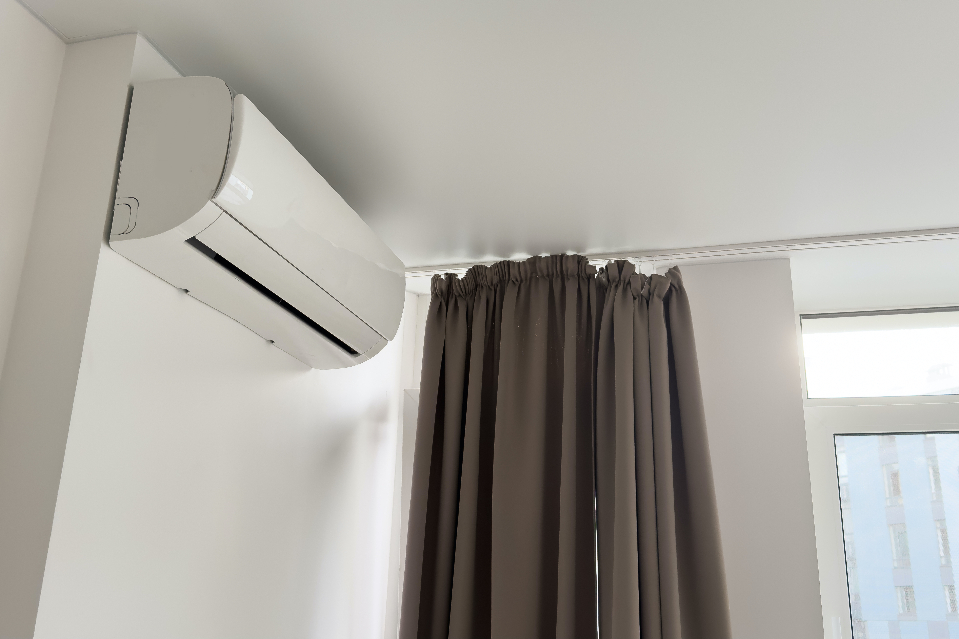 Wall air conditioning unit in a modern living room